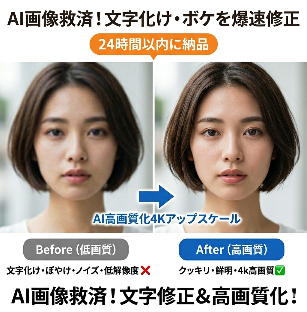 AI画像救済！文字化け・ボケを爆速修正します 使えないAI画像を24時間以内に救済！文字修正＆高画質化！ イメージ2