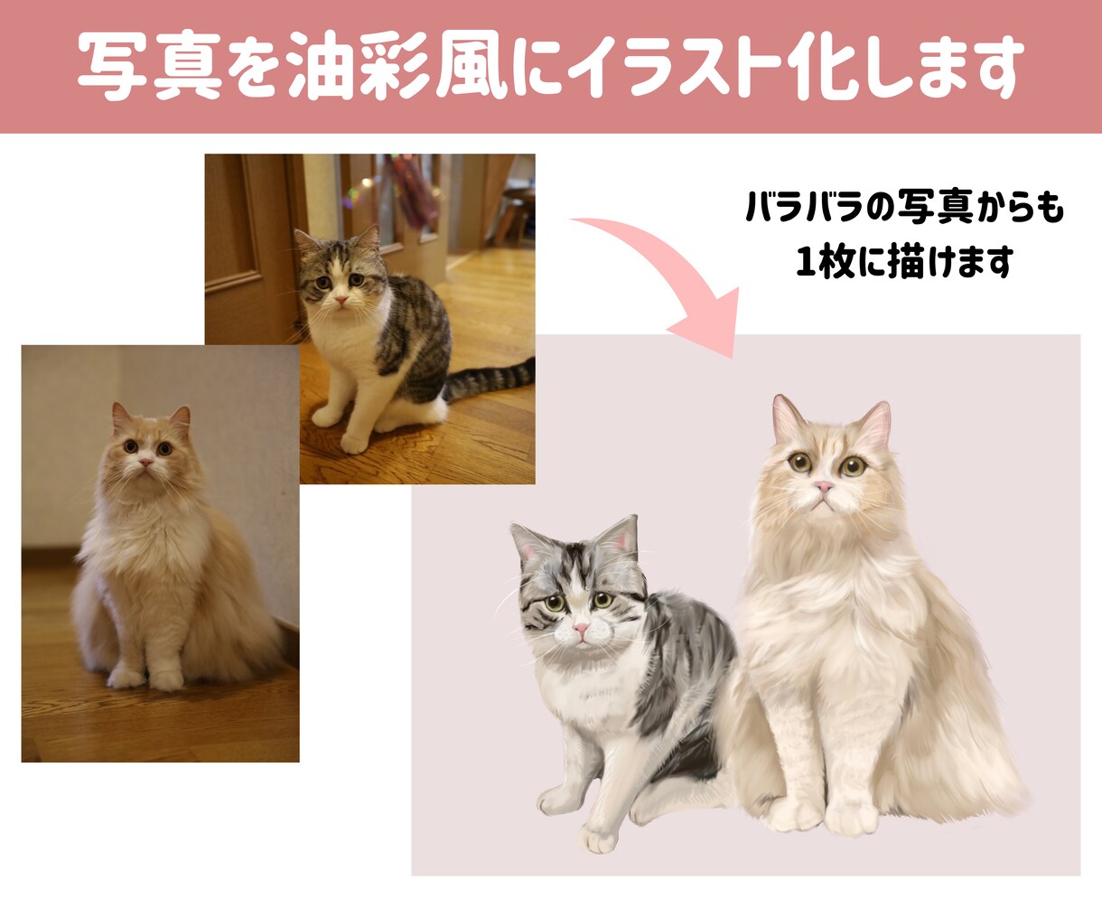 ペットの似顔絵キャンバスアート描きます 多頭飼い＆人物追加歓迎！ギフトにもおすすめです♪送料無料 イメージ2
