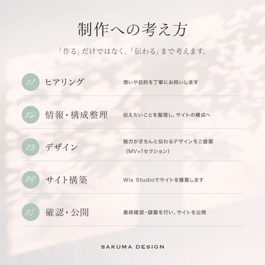 Wix Studioで伝わるWebサイトを作ります 3ページ6万円｜Wix公認パートナーが丁寧に対応します イメージ4