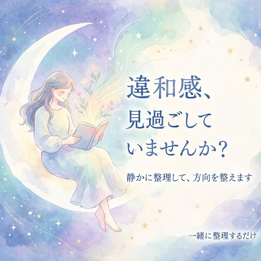 違和感チェック｜今の考え、ズレていないか整理します 思考を静かに整理して、今の位置を確認するために。 イメージ1