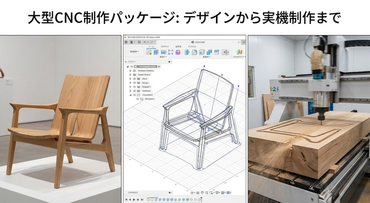 大型CNCルーター加工：３Dデータ～制作までします ３Dによるデザイン検討、CAMデータ作成、試作制作まで支援 イメージ1
