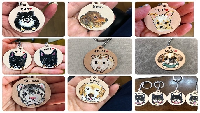 ペット似顔絵師★本革キーホルダーに似顔絵描きます 【チャリティ商品】ペット専門似顔師がお作りする似顔絵サービス イメージ7