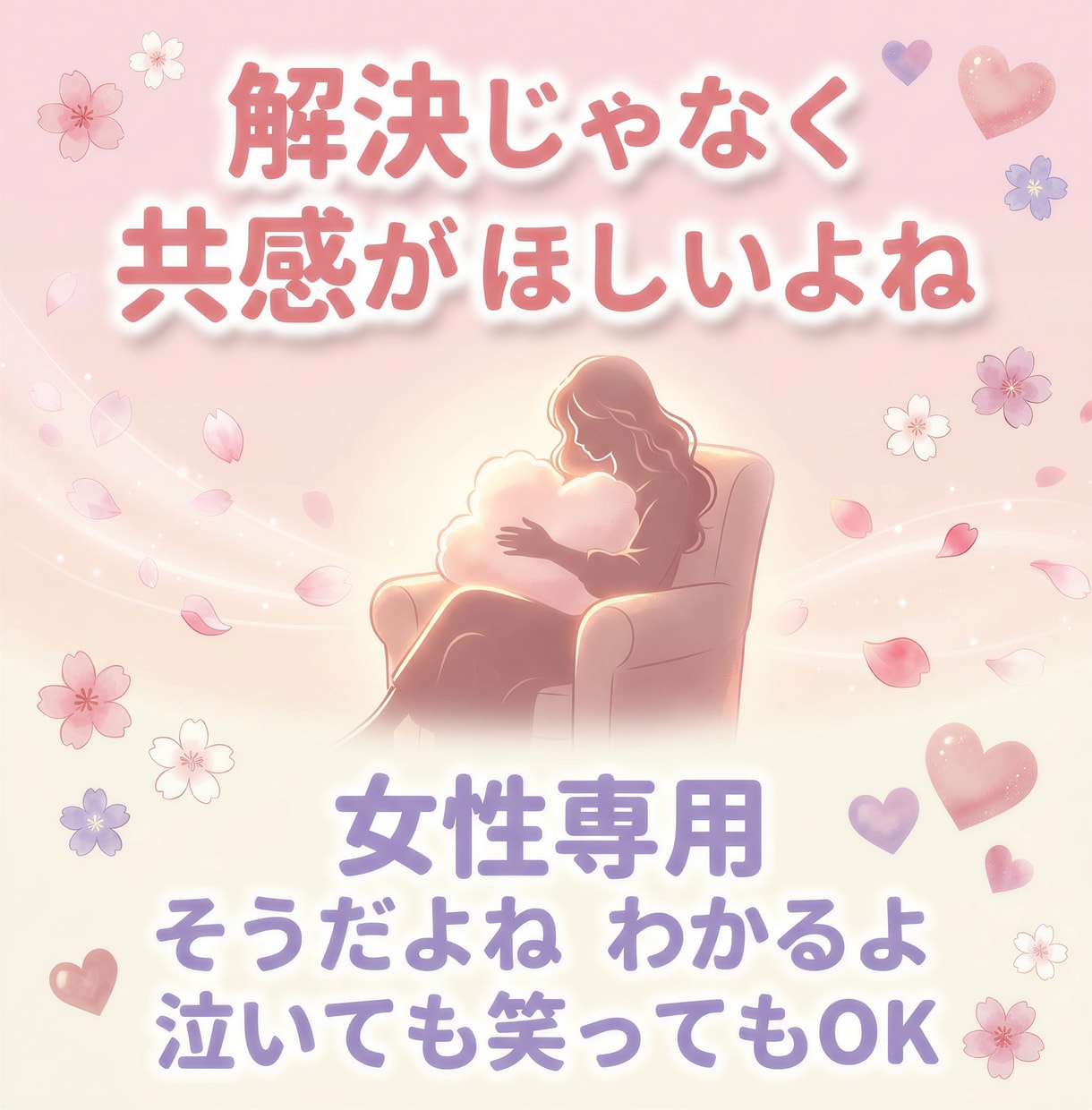 女性専用・共感重視で話を聞きますます つらいよね、わかるよ。ただそばにいる感覚で イメージ3