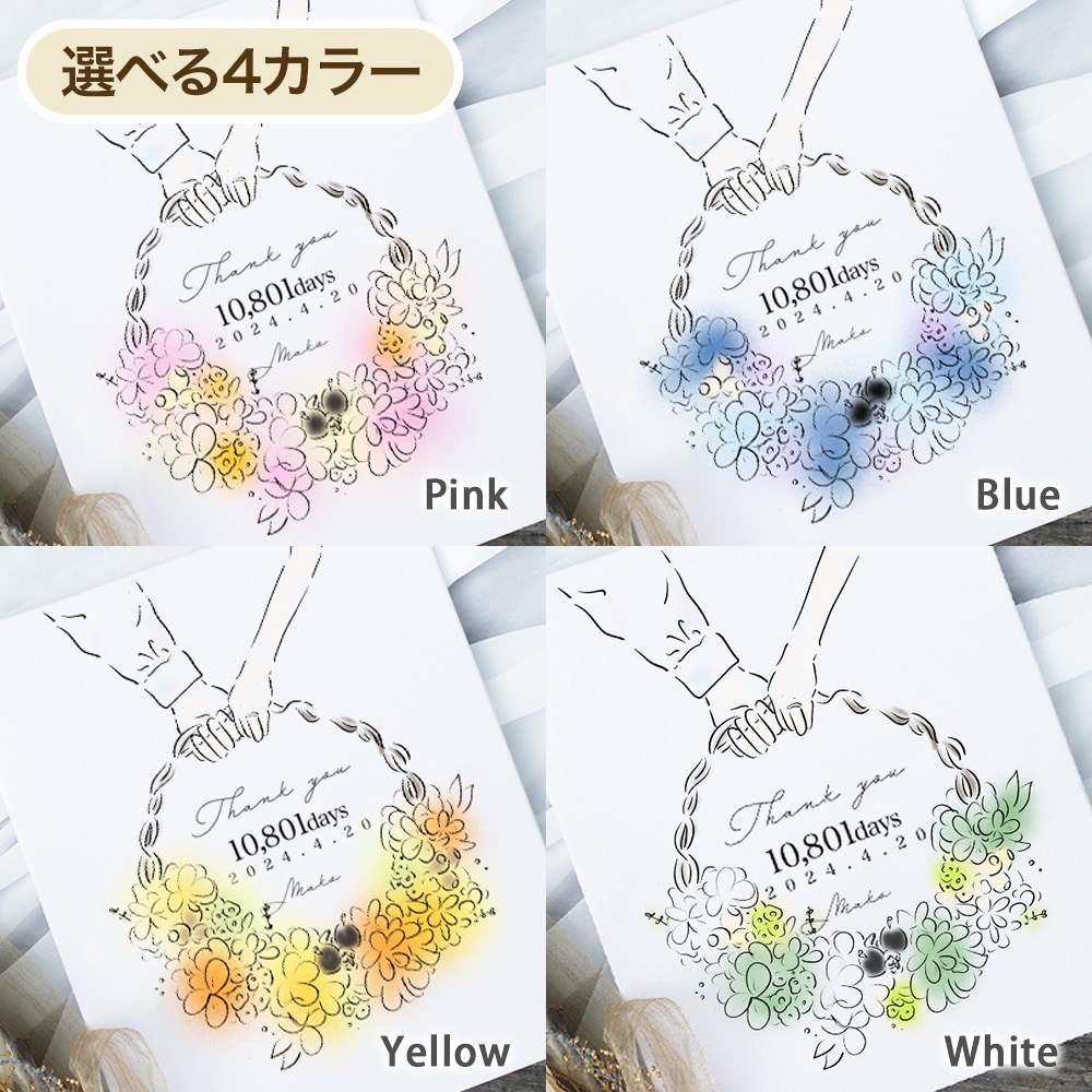キャンバスに本物のお花を使った記念品作ります ナチュラルな質感がオシャレなキャンバス子育て感謝状 イメージ4