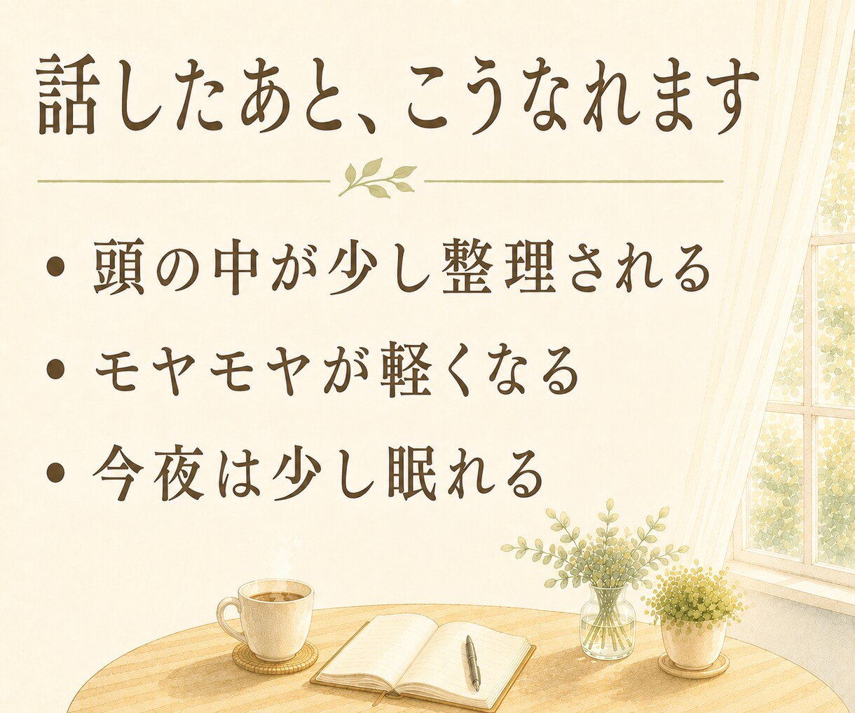 繊細さんの話、否定せず癒し声で聴きます 雑談・愚痴・恋愛・仕事・人間関係…癒し声で何でも聴きます イメージ3