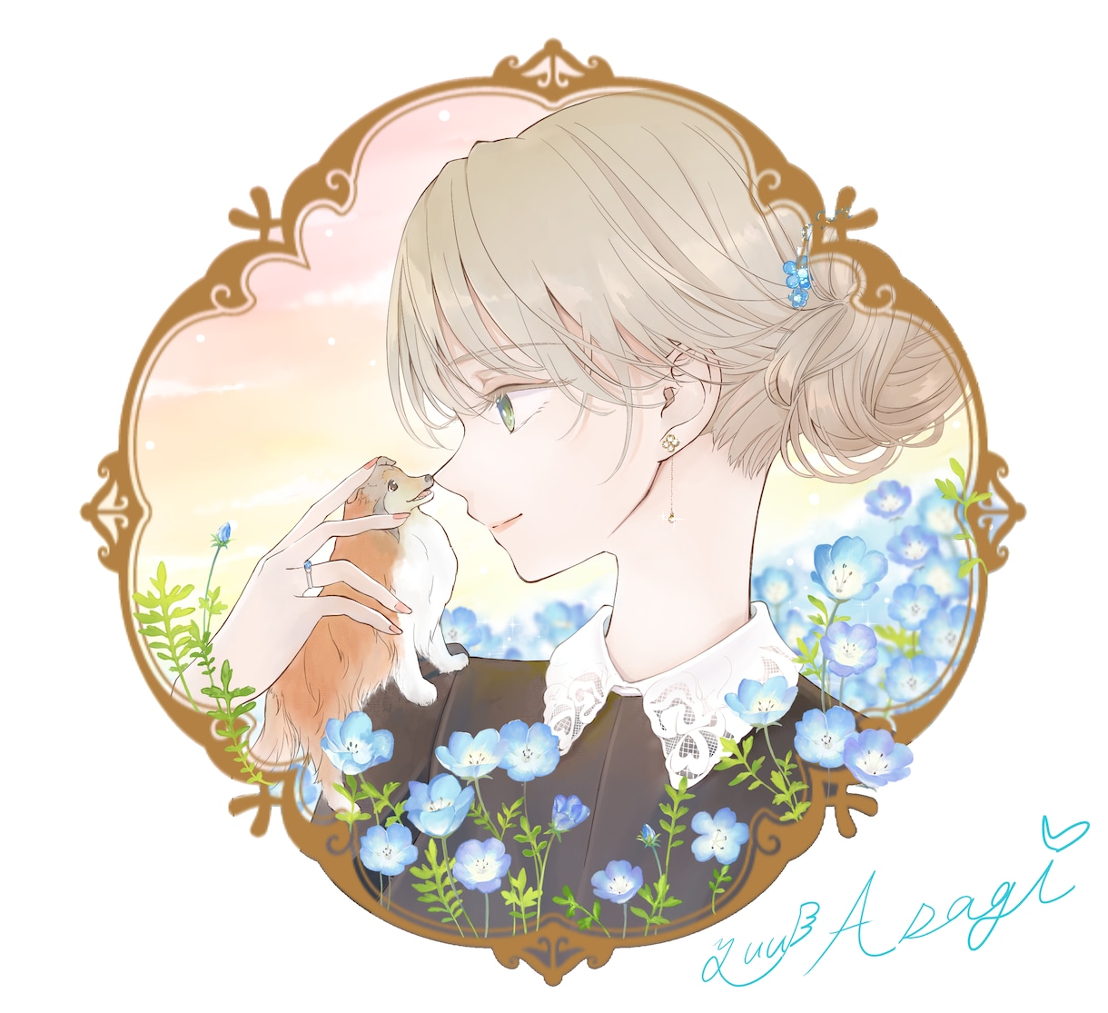 背景も◎ #イラストオーダー 承ります お花動物一枚絵アイコンヘッダー立ち絵なんでもご相談ください