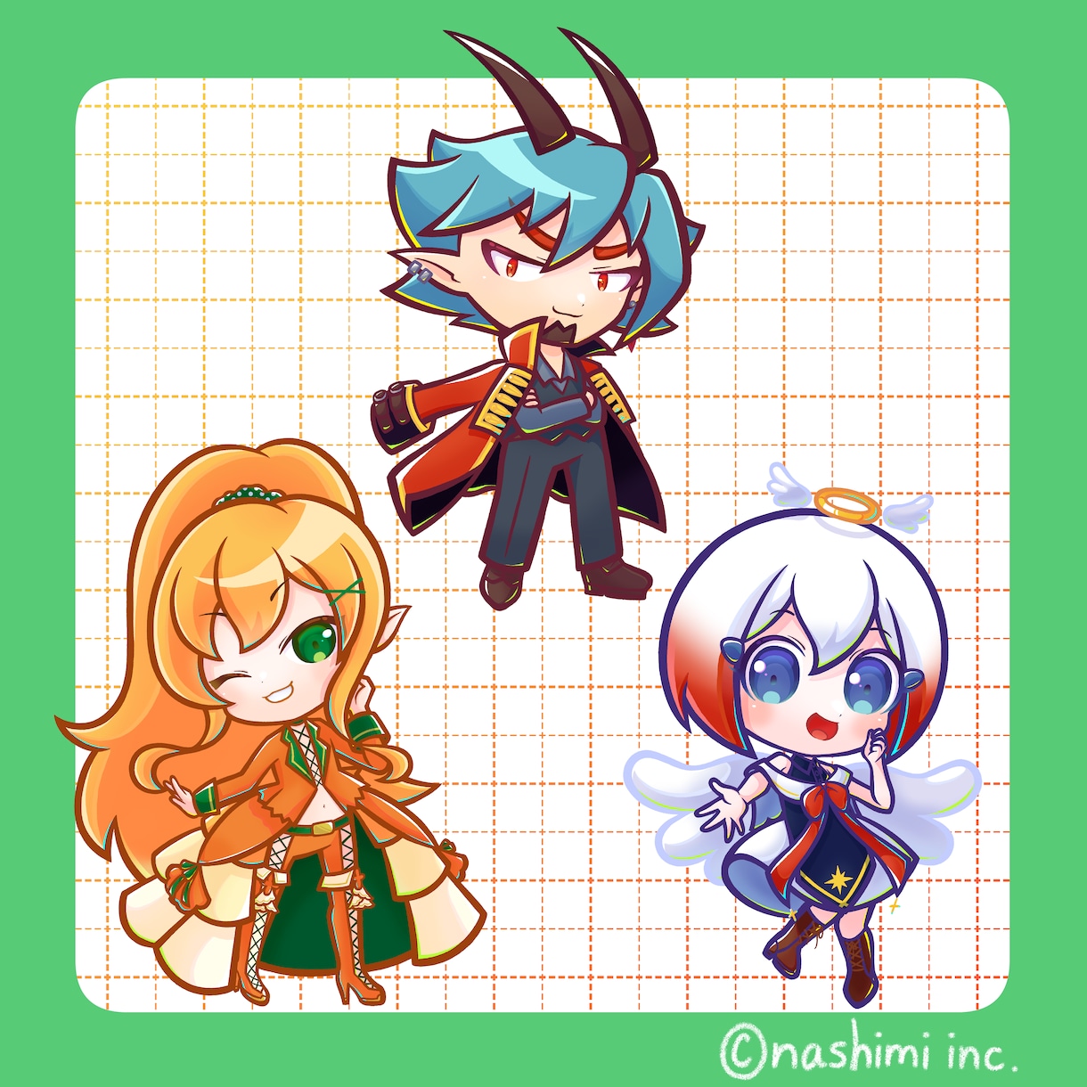 ポップで元気!!カラフルで可愛いミニキャラ描きます ステッカーやアクリルのグッズに最適。アイコン用も対応可能 イメージ3