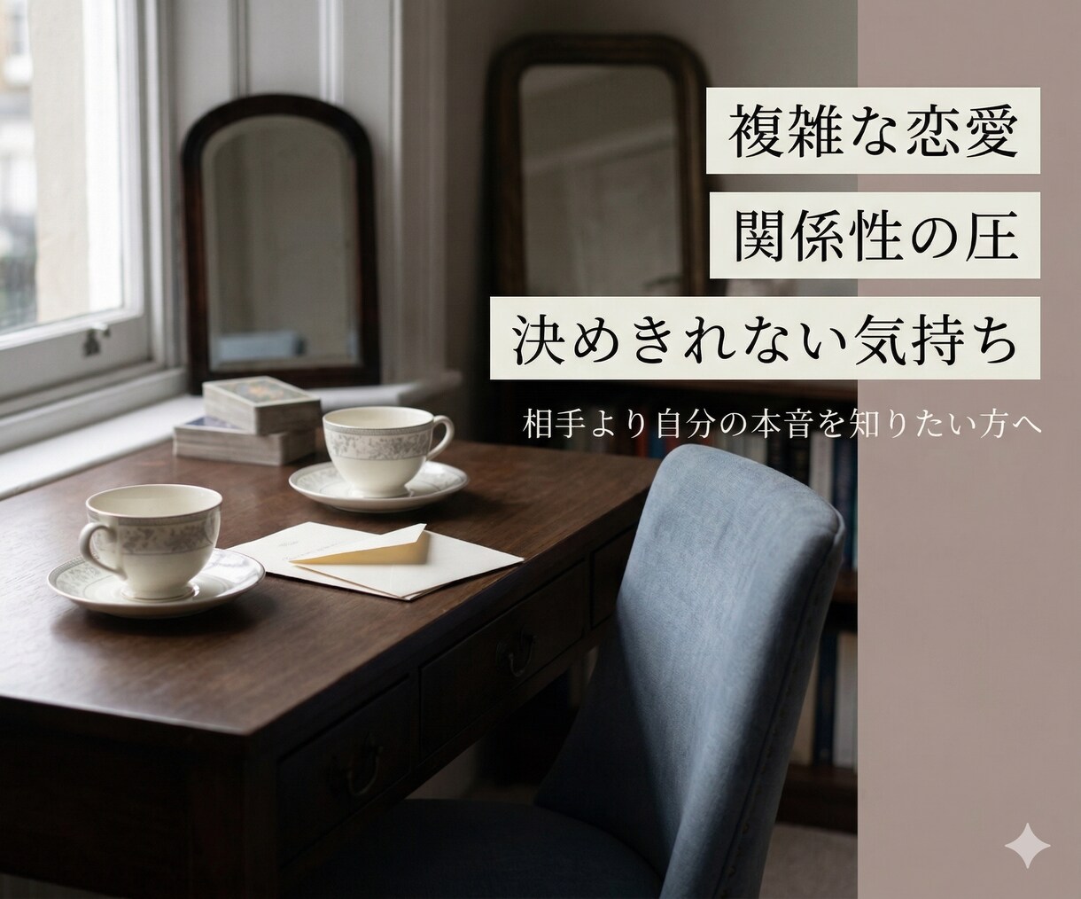 誰にも言えない恋の不安とこの先の未来を読み解きます 【デビュー価格】絶対表にできない、失いたくないあの人の未来 イメージ1