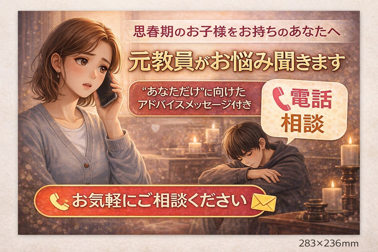 思春期のお子様をお持ちの方へ。お悩み聞きます "あなただけ" に向けたアドバイスメッセージ付き イメージ1