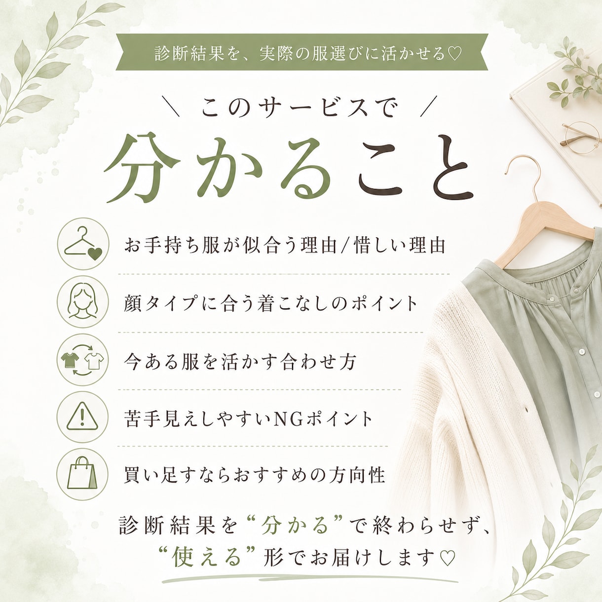 手持ち服3点チェックいたします 今ある服の似合わせ方を提案します イメージ2