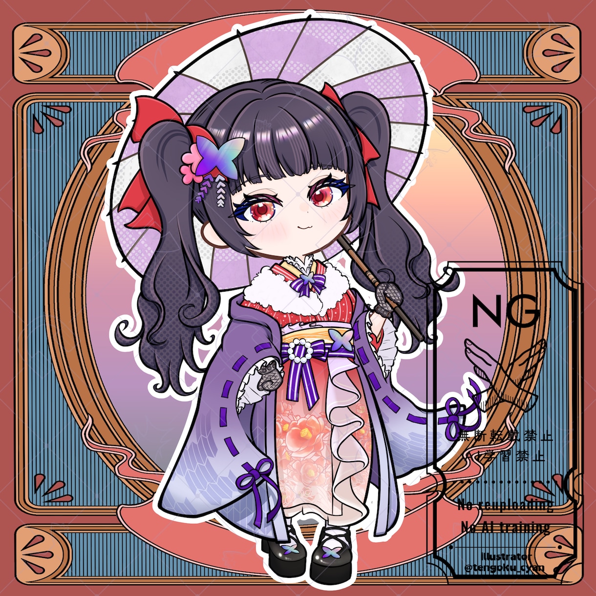 商用利用可！【大正ロマン着物】ミニキャラを描きます ライバー活動をお手伝い！配信/パネル開け/アイコン/グッズ イメージ6