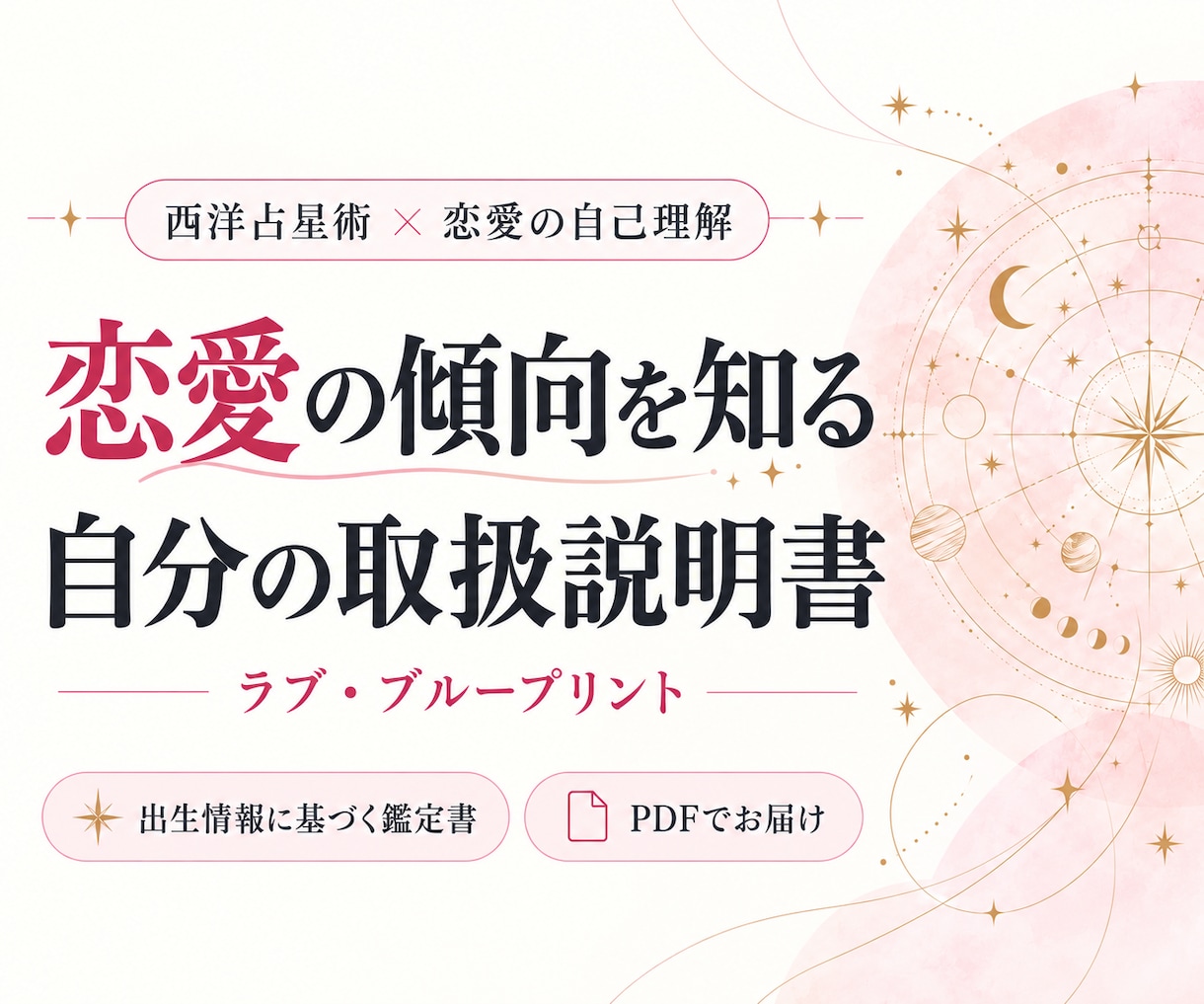 西洋占星術であなたの恋愛の取扱説明書を作ります 愛し方・惹かれる相手・安心できる関係をPDFに イメージ1