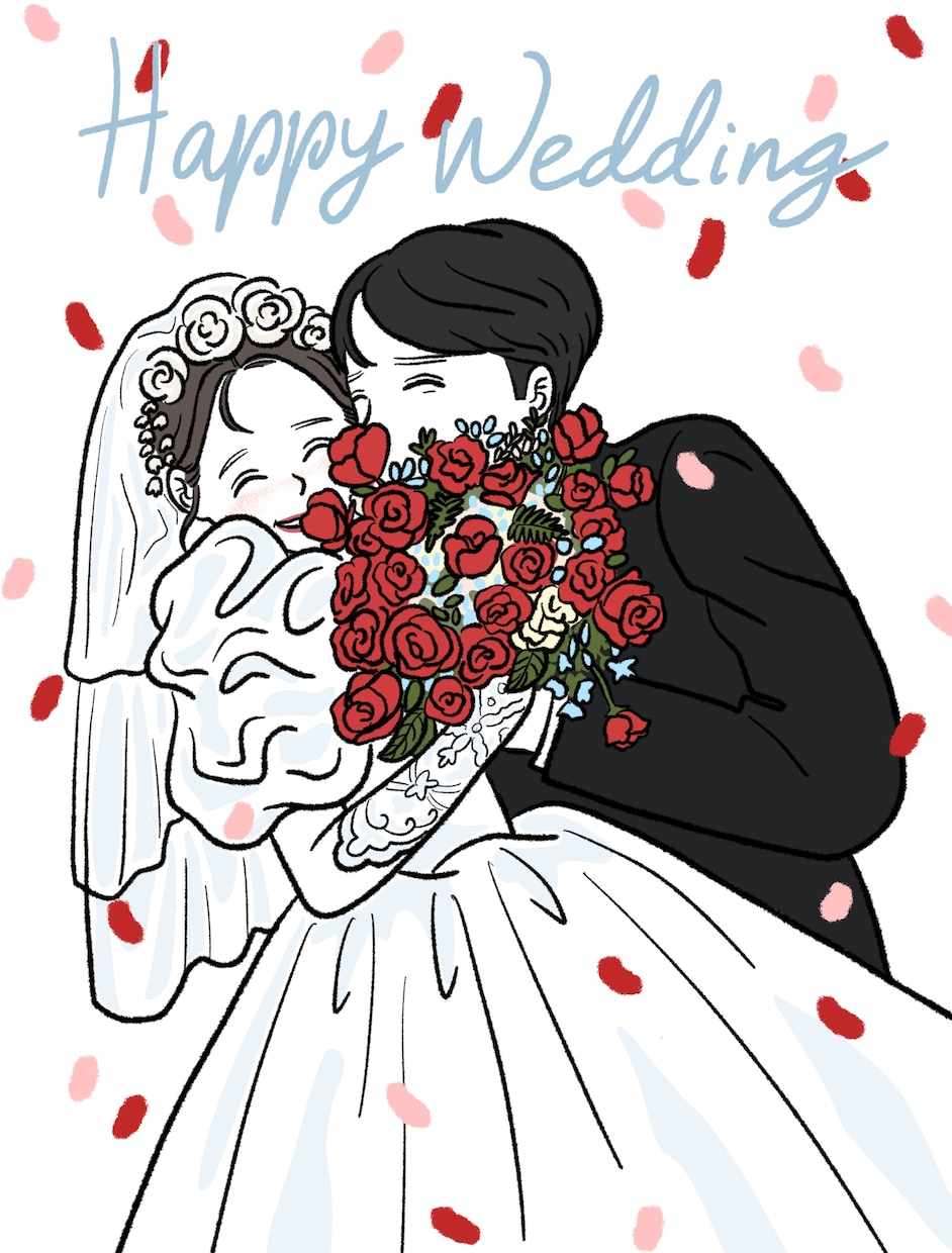 大人かわいいウェディングイラストを描きます 結婚式や記念日を、大人かわいい雰囲気のイラストに仕上げます。 イメージ1
