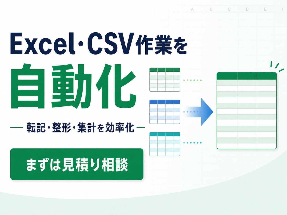 Excel・CSVの集計作業を自動化します 面倒な転記・整形・集計をワンクリック化 イメージ1