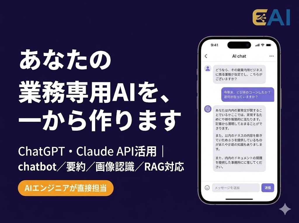 業務に使えるAIアプリをオーダーメイドで開発します ChatGPT・Claude API活用｜企画〜納品まで伴走 イメージ1