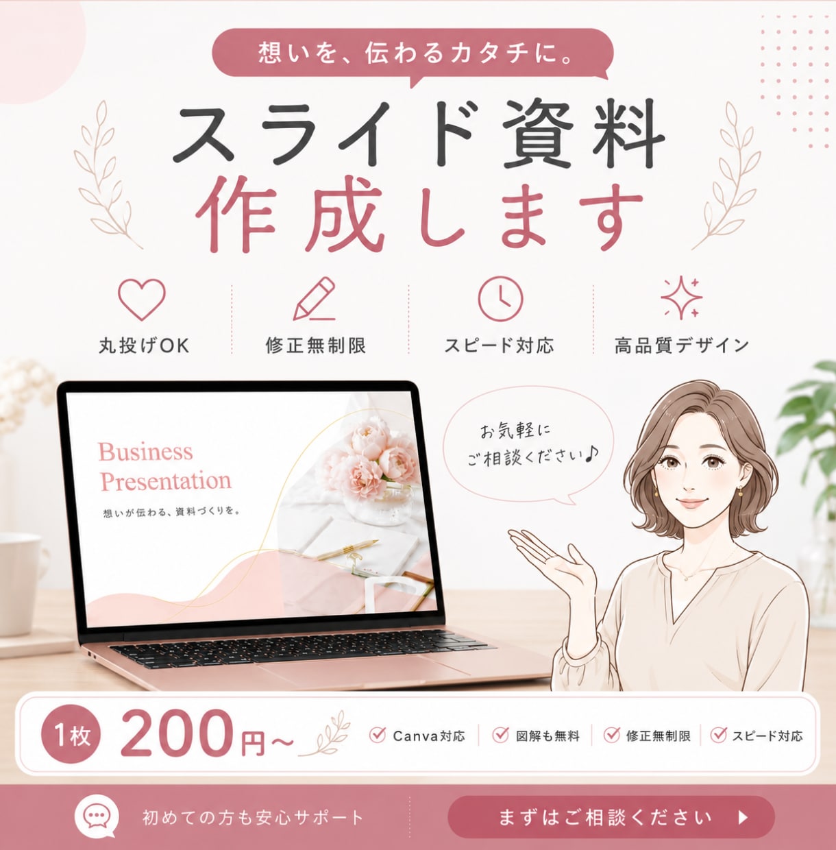 想いが伝わるスライドを、丁寧に制作します canvaで見やすく・伝わるスライドを作成！特別限定価格で◎ イメージ1