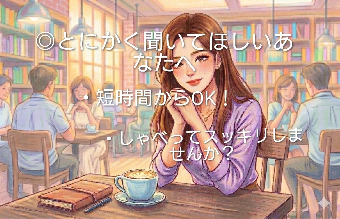 話してスッキリ！あなたの思い丸ごと全て受け止めます 【秘密厳守】いっぱいいっぱいになる前に。なんでも話してOK！ イメージ4