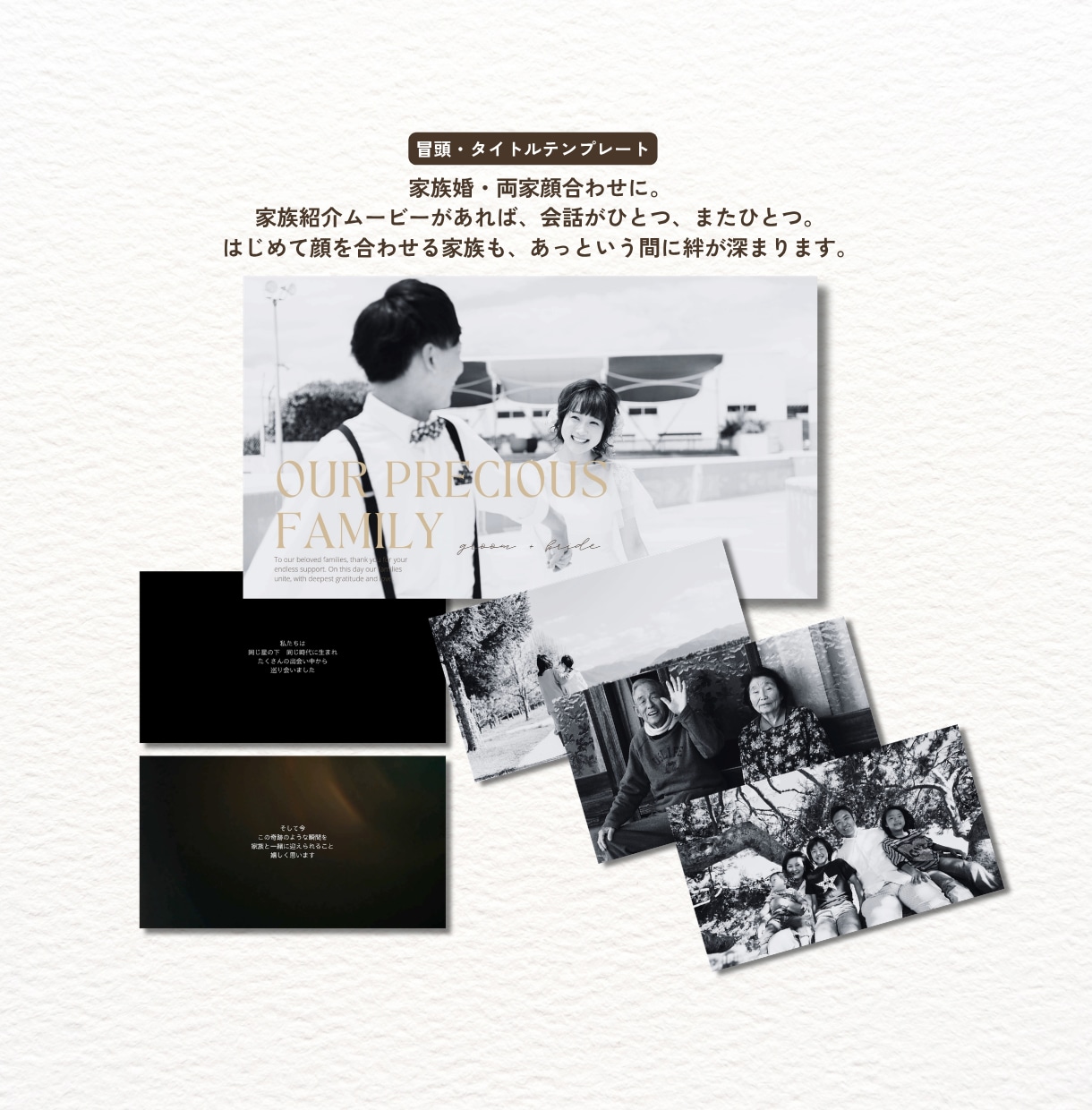 家族婚・家族紹介ムービー・テンプレート自作できます 無料Canvaで/家族婚・両家顔合わせを彩る家族紹介ムービー イメージ2
