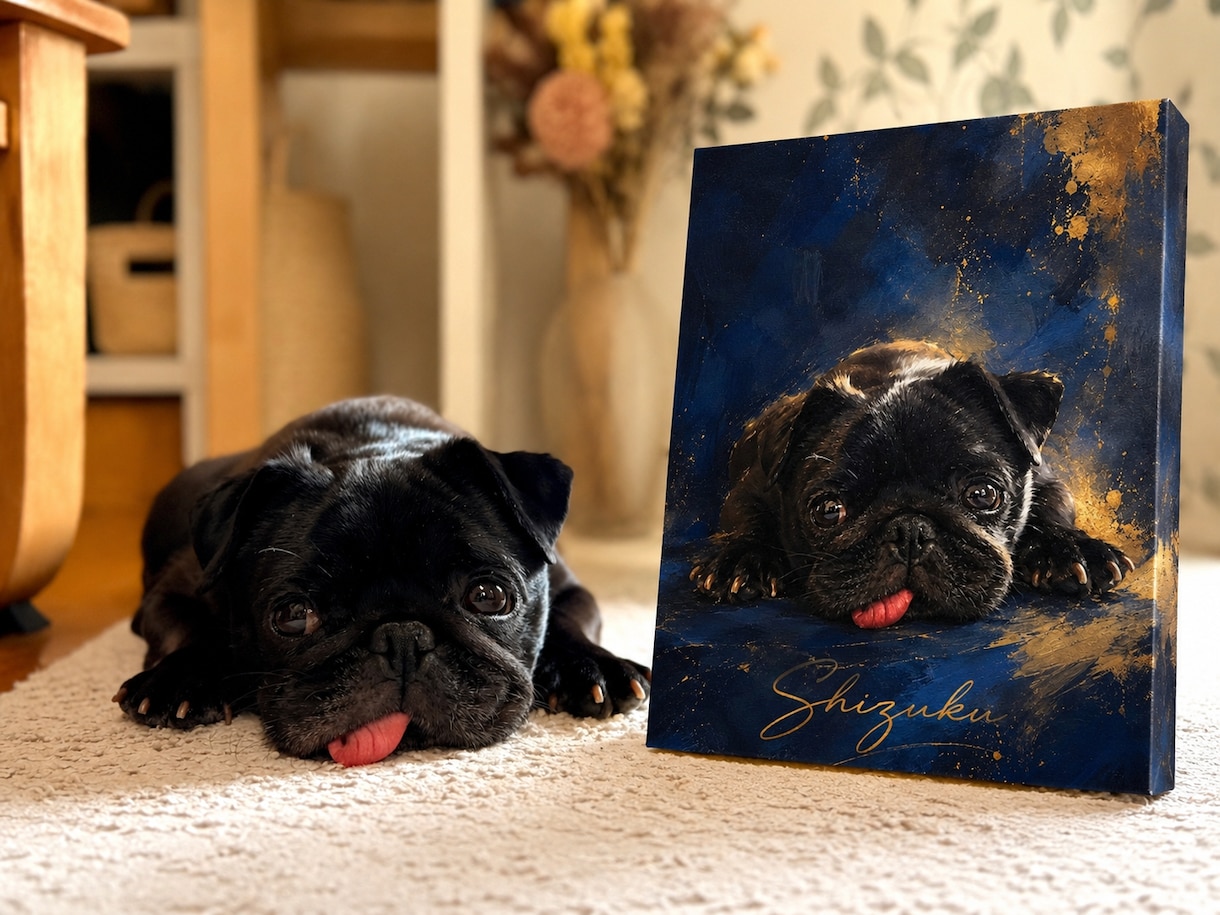 写真1枚でペットの似顔絵アートを作成します 背景色変更可能。お部屋に合わせて選べます！ イメージ7