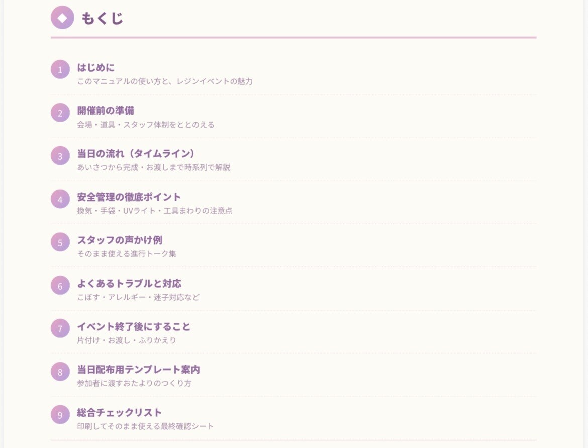 レジンイベントを開催する具体的方法をお伝えします 開催マニュアル。安全面配慮あり、子供対象にも対応した内容です イメージ2