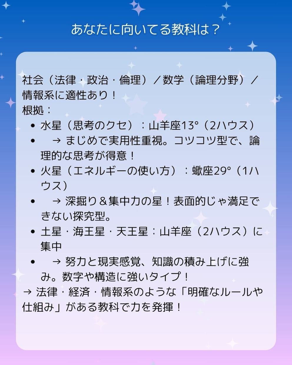 中高生必見！教科の向き不向き＆文理診断します ホロスコープから向いてる教科がまるわかり☆文理選択に迷ったら イメージ2