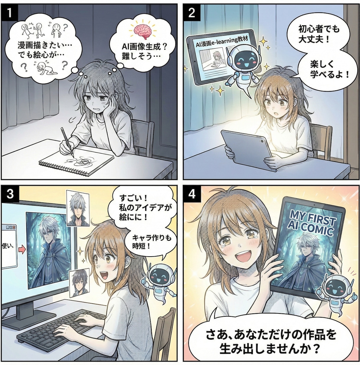 初心者歓迎／AI漫画の作り方教えます あなたのアイデアが漫画になる。AIで描く、新時代の漫画制作。 イメージ2