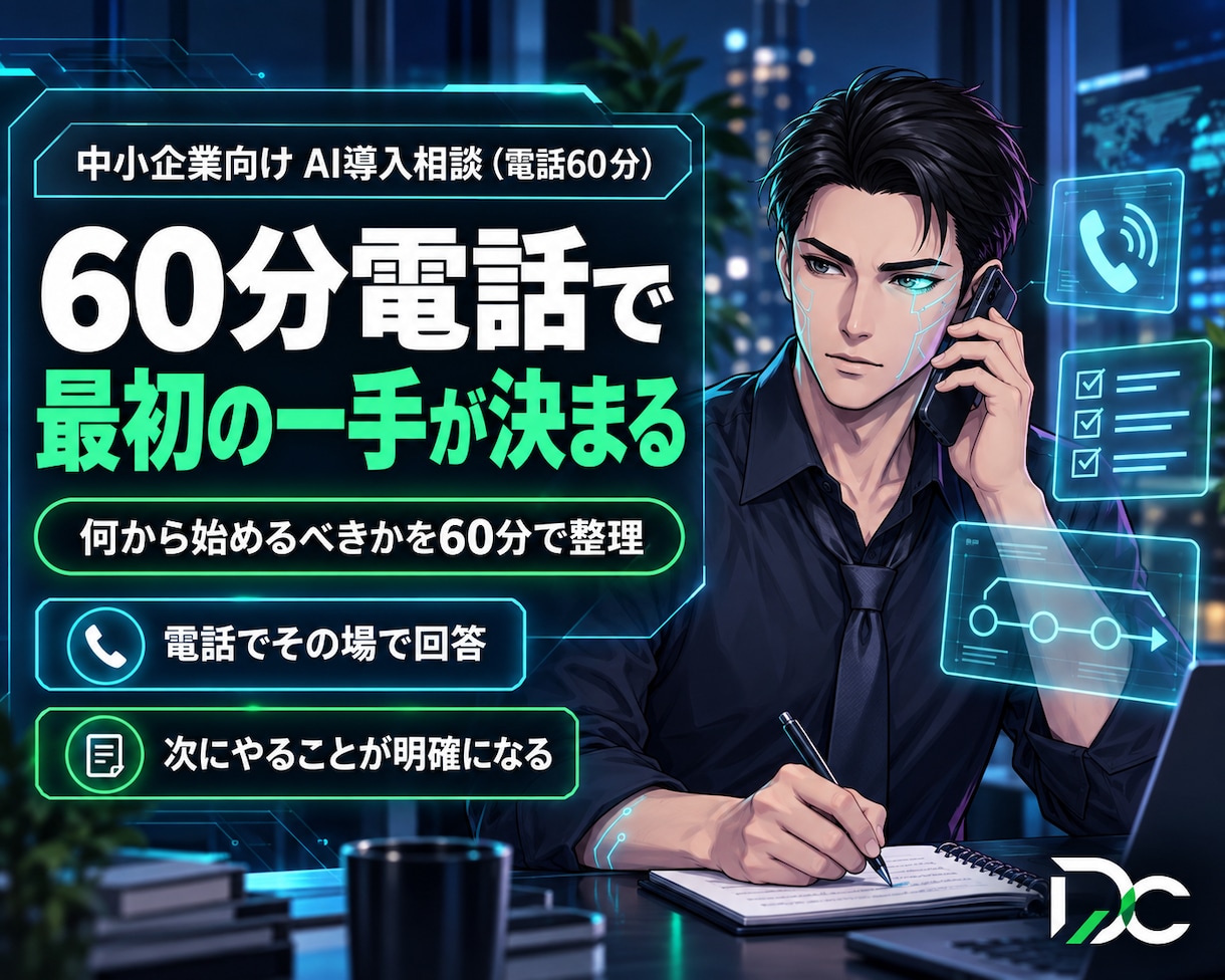 中小企業のAI活用方針を60分で整理します 士業事務所・建設業に強み｜業務全体の優先順位を1時間で整理 イメージ1
