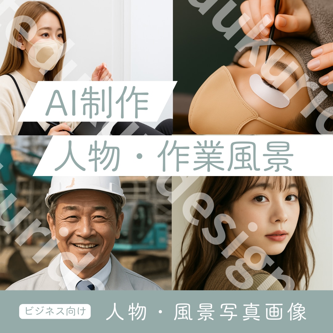 人物・作業風景写真｜AIで必要な素材画像作成します ホームページ／求人／出店エントリー等に使える写真をすぐご準備 イメージ1