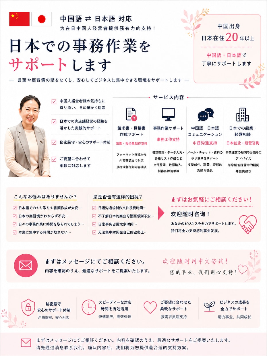 中国語⇔日本語の翻訳や事務作業を代行しますます 中国出身・日本在住20年以上。中国語対応可能です イメージ2