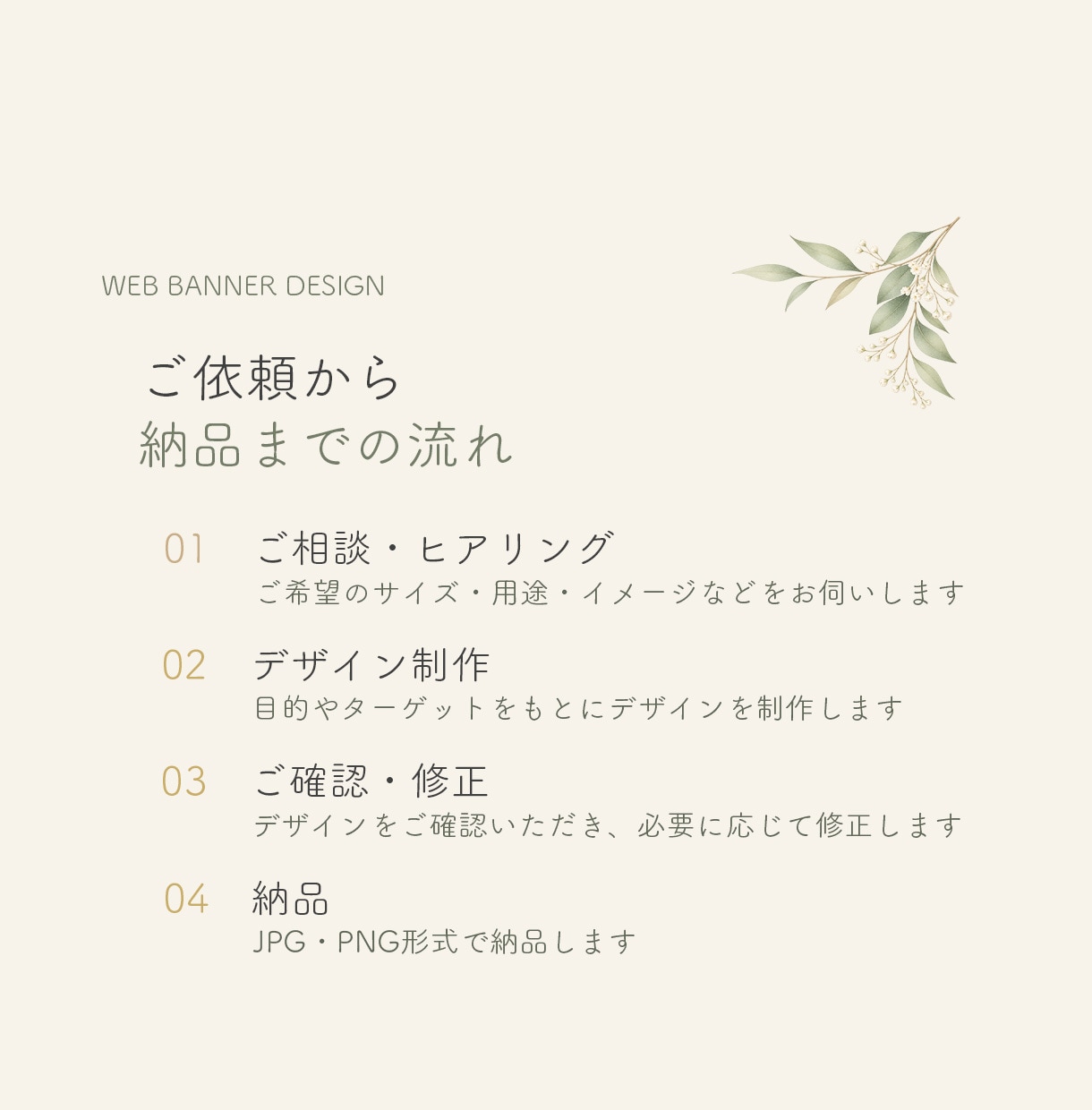 想いが伝わるWebバナーを丁寧に制作します 目的やターゲットを考え、伝わるデザインに整えます イメージ3