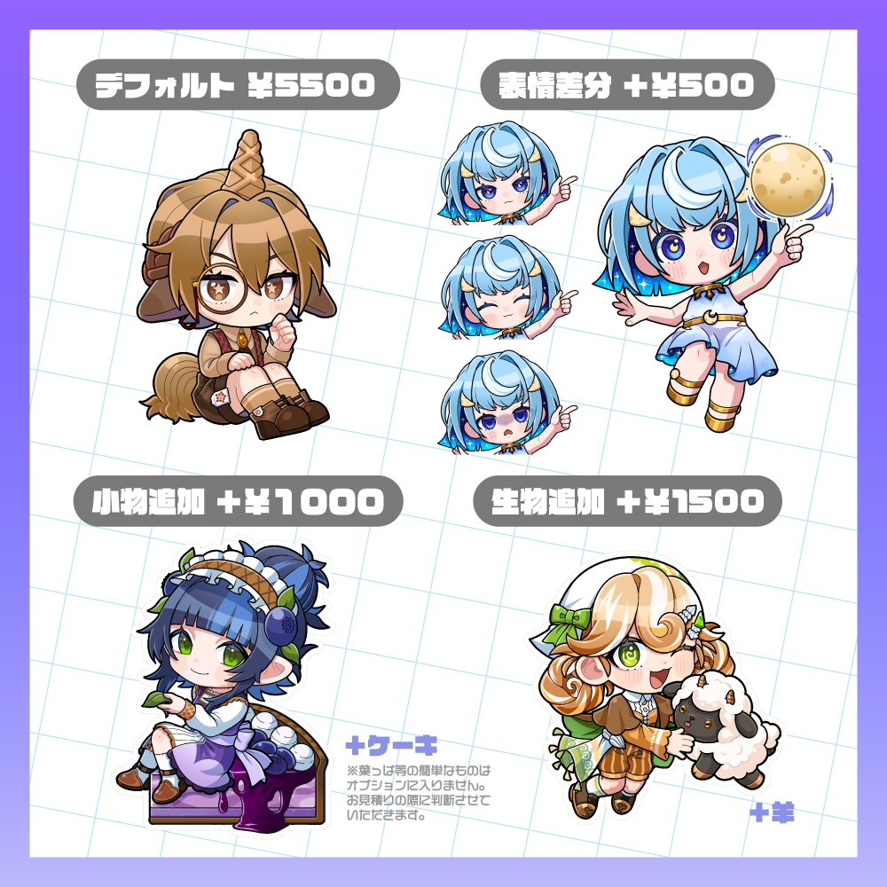 シンプルな塗りの2等身デフォルメイラスト描きます 動画やゲーム、グッズイラストにいかがでしょうか イメージ3