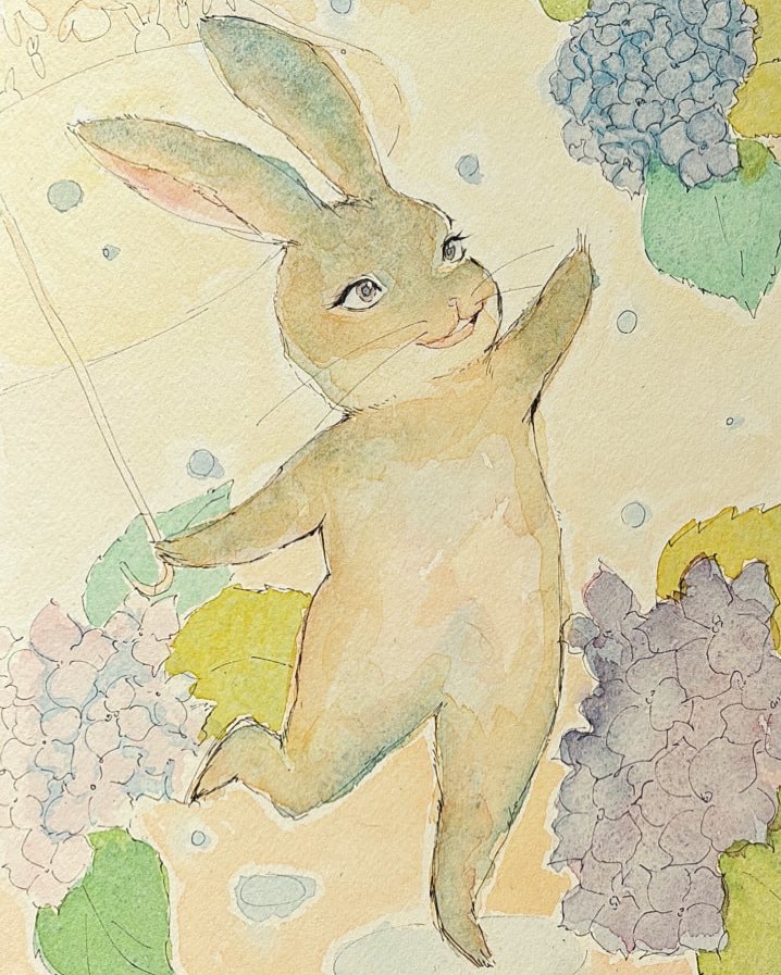 うさぎさんの水彩画を描きます 幸せうさぎ隊がうーちゃんのイラストを描いてお届け！ イメージ5