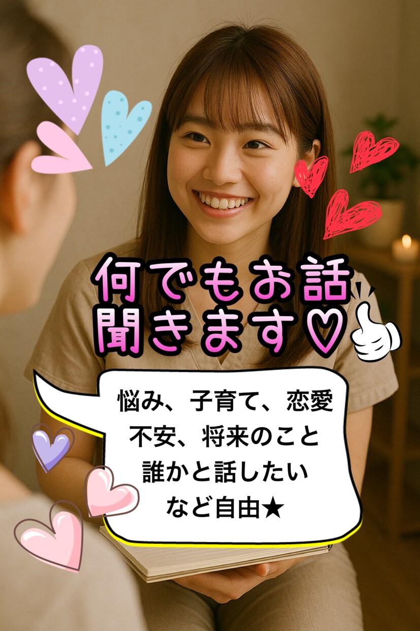 お話、相談何でも聞きます 相談やお話、何でも聞きますよ！もちろん話したいだけも◎！ イメージ1