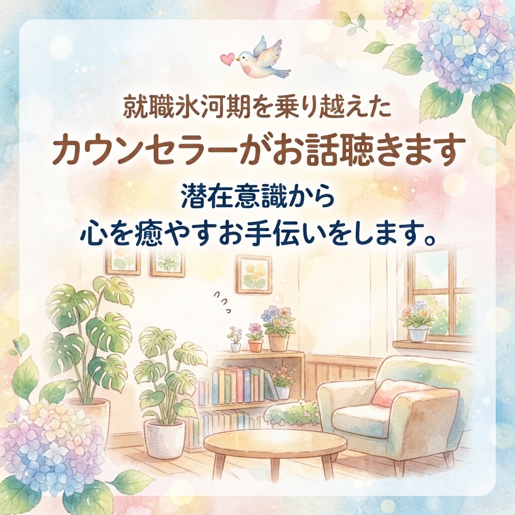 就職氷河期を乗り越えたカウンセラーがお話聴きます 潜在意識から心を癒やすお手伝いをします。 イメージ1