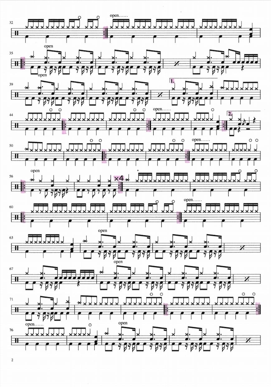 ドラムの楽譜つくります ドラムの記譜でお困りのあなたに読みやすい楽譜お作り致します イメージ1