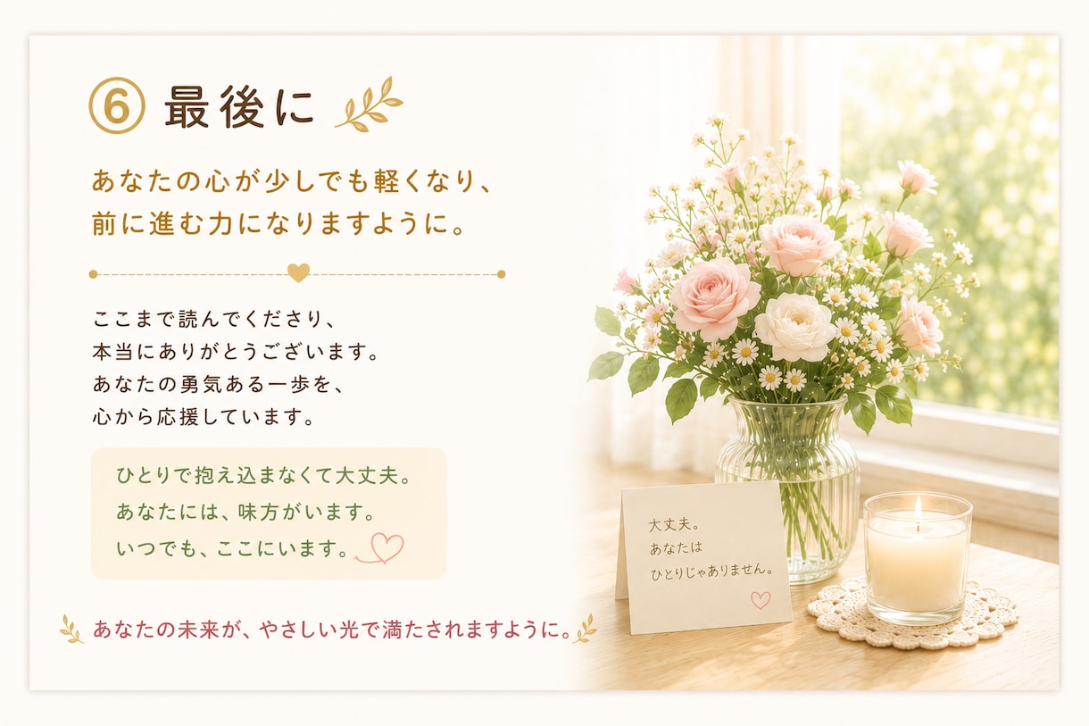 誰にも言えない気持ち、優しくお聞きします DV・離婚・子育ての悩みに寄り添います イメージ7