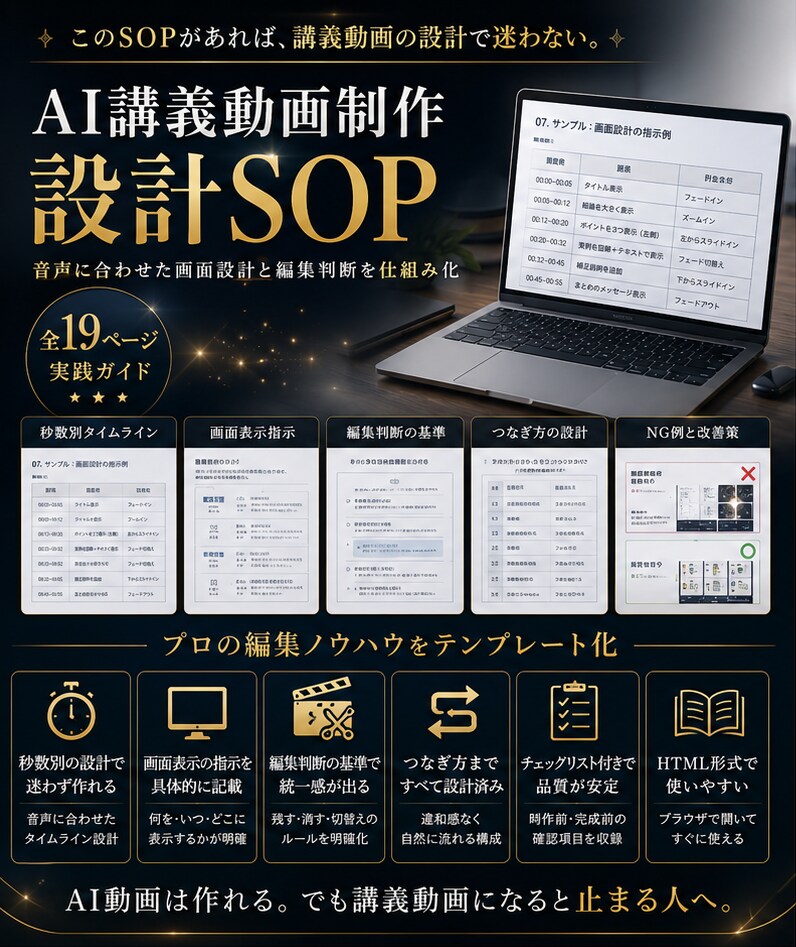 AI講義動画制作マニュアルを提供します AI動画教材を見やすい講義動画にできます イメージ5