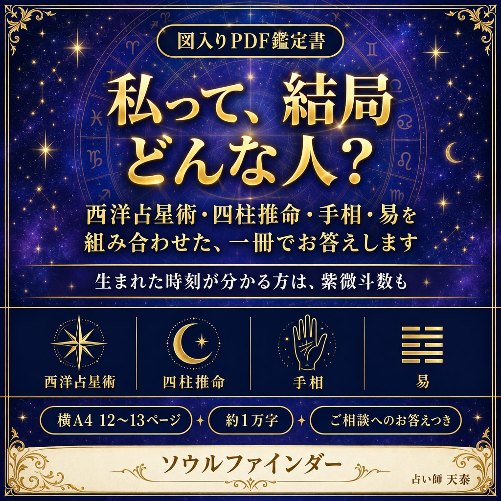 四柱推命×手相×易で本当のあなたを言葉にします 生まれ持った性質と今の傾向を、三つの占術で総合鑑定 イメージ1