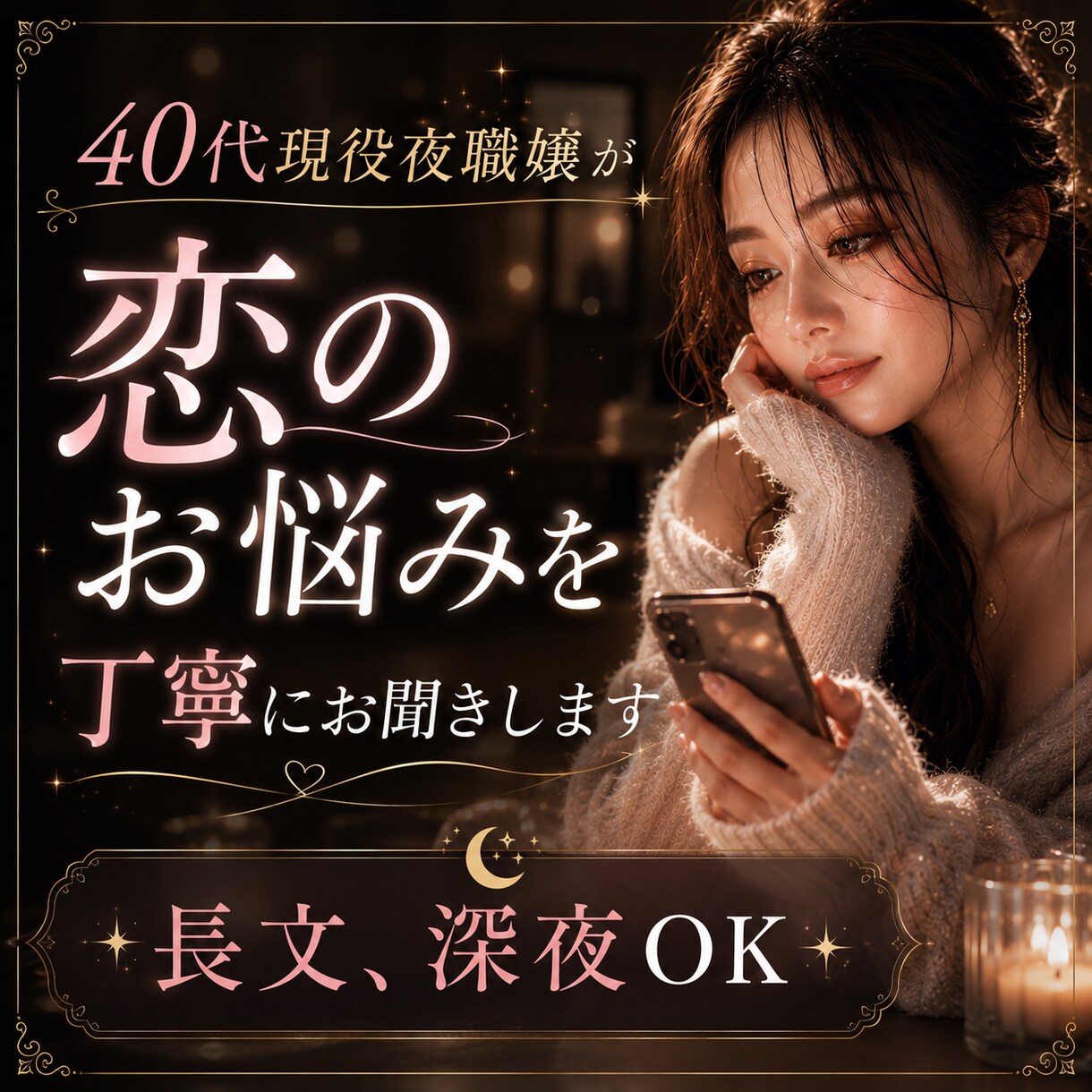 3日間長文・深夜OK｜恋のお悩み丁寧にお聞きします 3日間40代現役夜職嬢があなたのお悩みに真剣に寄り添います イメージ1