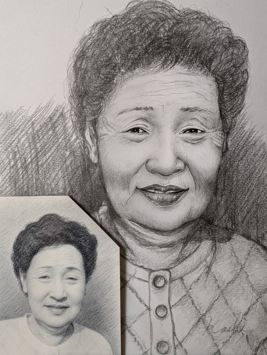 鉛筆色鉛筆大切な人の肖像画お描きします。ます 家族の絆を形に心温まる。先祖代々の手書き肖像画。 イメージ2