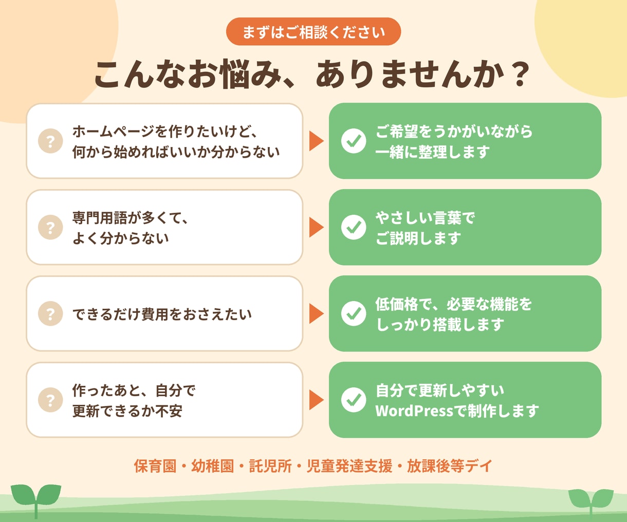 保育園、幼稚園、発達支援・放デイのHPを制作します 園のWEBサイトに必要な機能やページをフル装備しています。 イメージ4