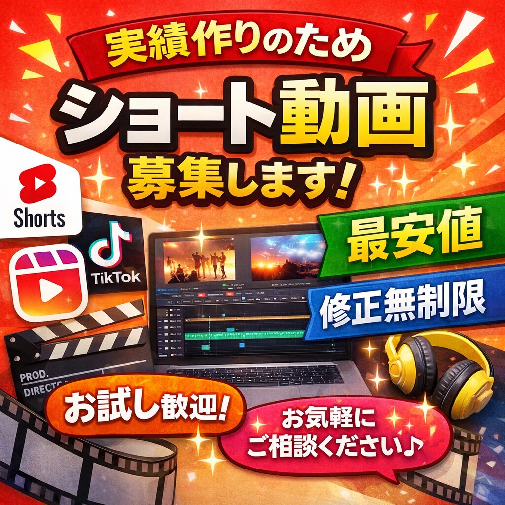 最低価格でショート動画編集を行っています 依頼するのが初めての方大歓迎! イメージ1