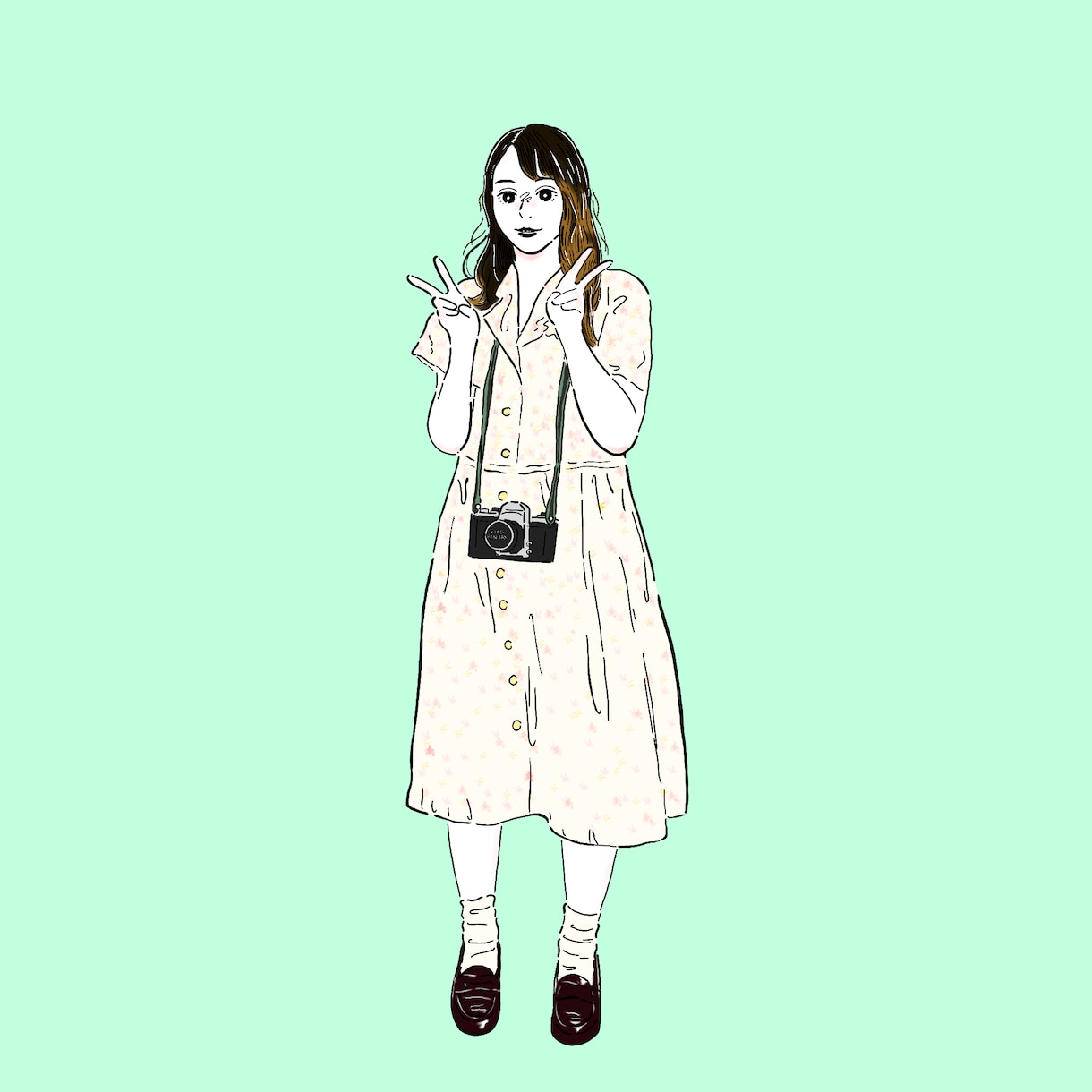 SNSやラインのアイコンに使えるイラスト制作します ちょっとレトロでシンプルなイラスト イメージ6