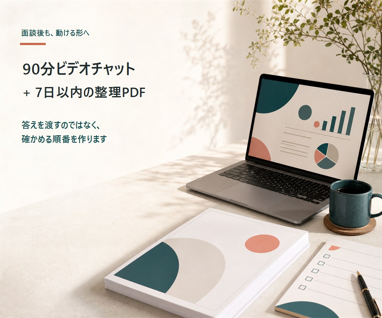 商品や強みを「誰にどう売るか」まで整理します 90分で事業仮説と次の30日行動をPDF化します イメージ3