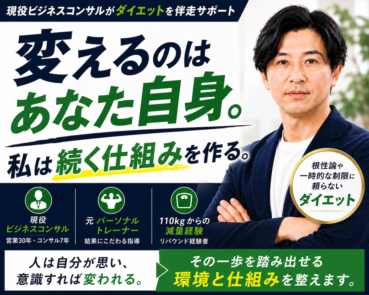 110kg経験者がダイエット継続を伴走します 変えるのはあなた自身。私は続く仕組みを作ります イメージ7