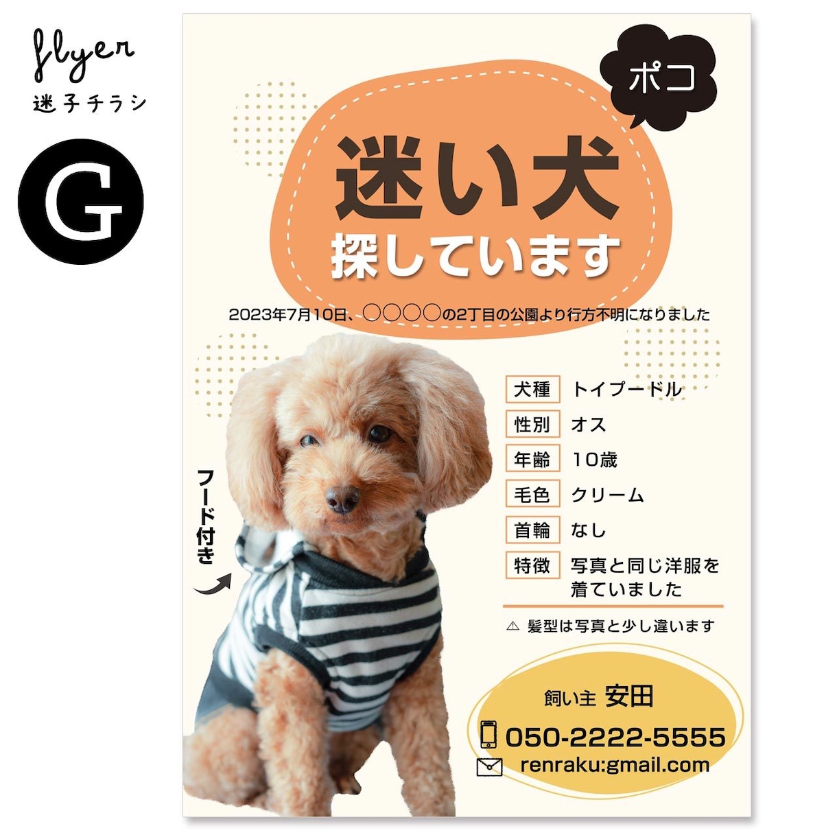 迷子チラシ（猫･犬･鳥など）をお作りします 最愛のお子さんを目立つようにデザインします イメージ10