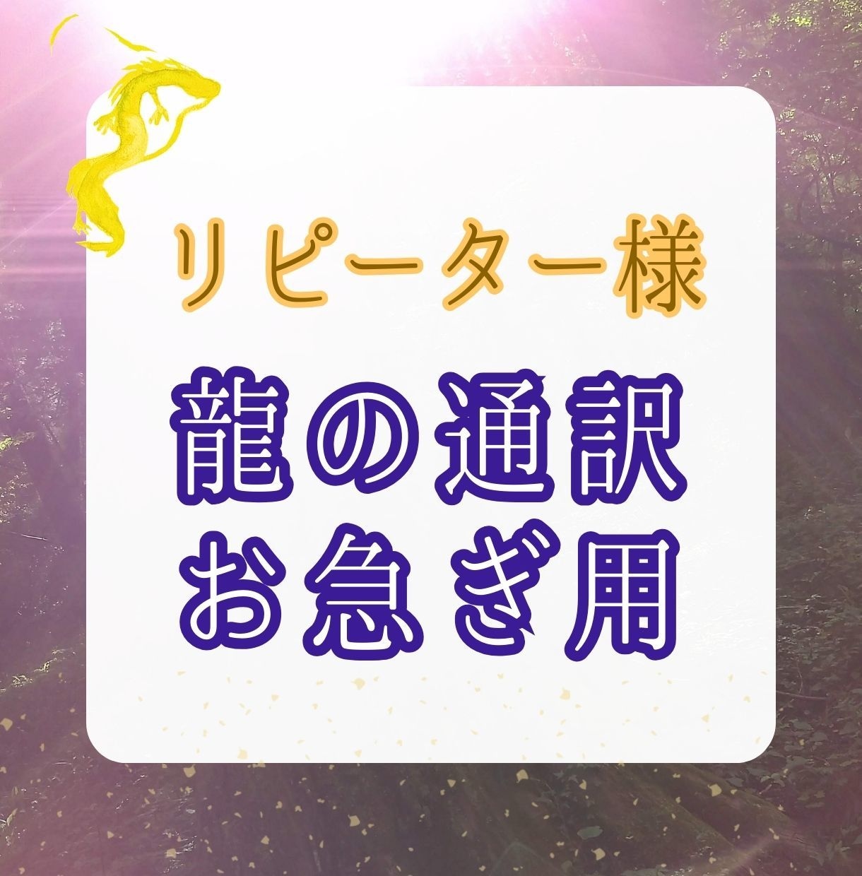 お急ぎで龍に質問できます 【リピーター様用】とにかく速く聞きたい方用のメニュ―です イメージ1