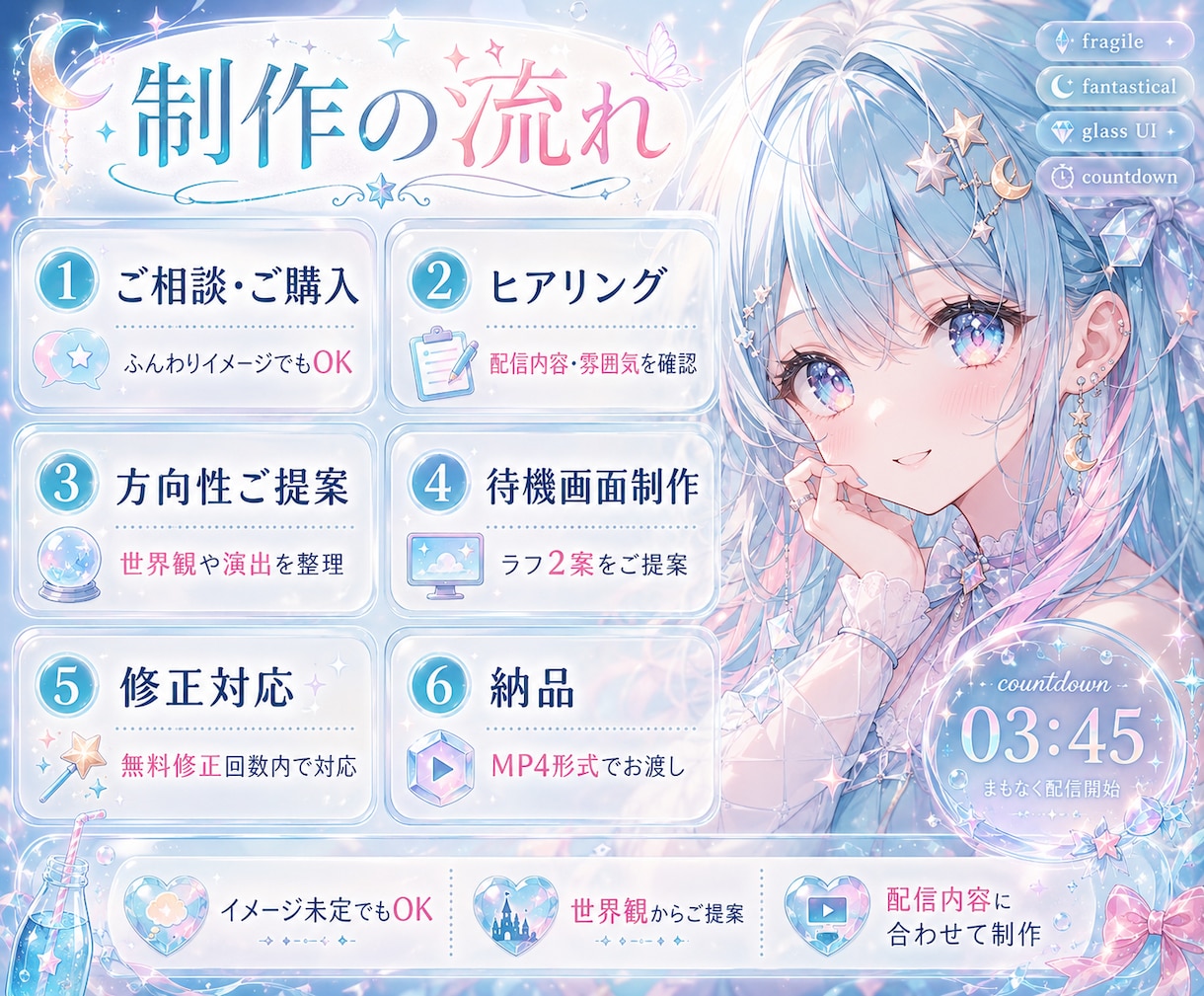 VTuber向け待機画面動画を制作します 活動の世界観が伝わる待機画面へ イメージ4