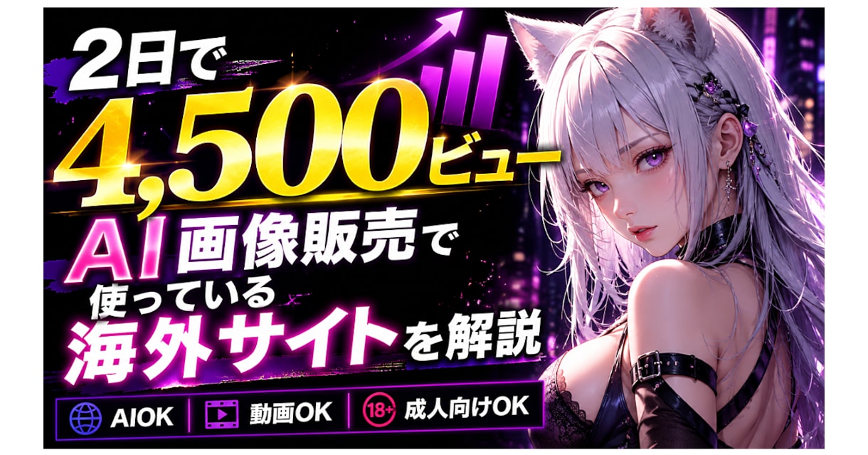 AI画像販売で使っている海外サイトを解説します 2日で4,500ビュー超や投稿即日に販売された例もあり イメージ1
