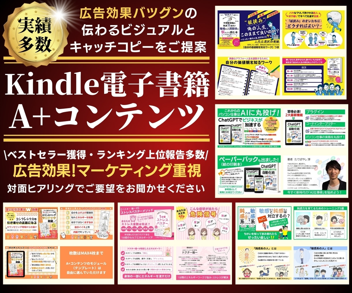 Kindle電子書籍A+コンテンツのデザインします マーケティング・インパクト重視のキャッチコピーで宣伝販促集客 イメージ1